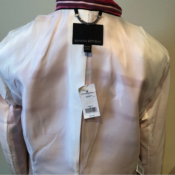 Banana Republic Pink Stripe Coat Women Size M - Picture 10 of 17